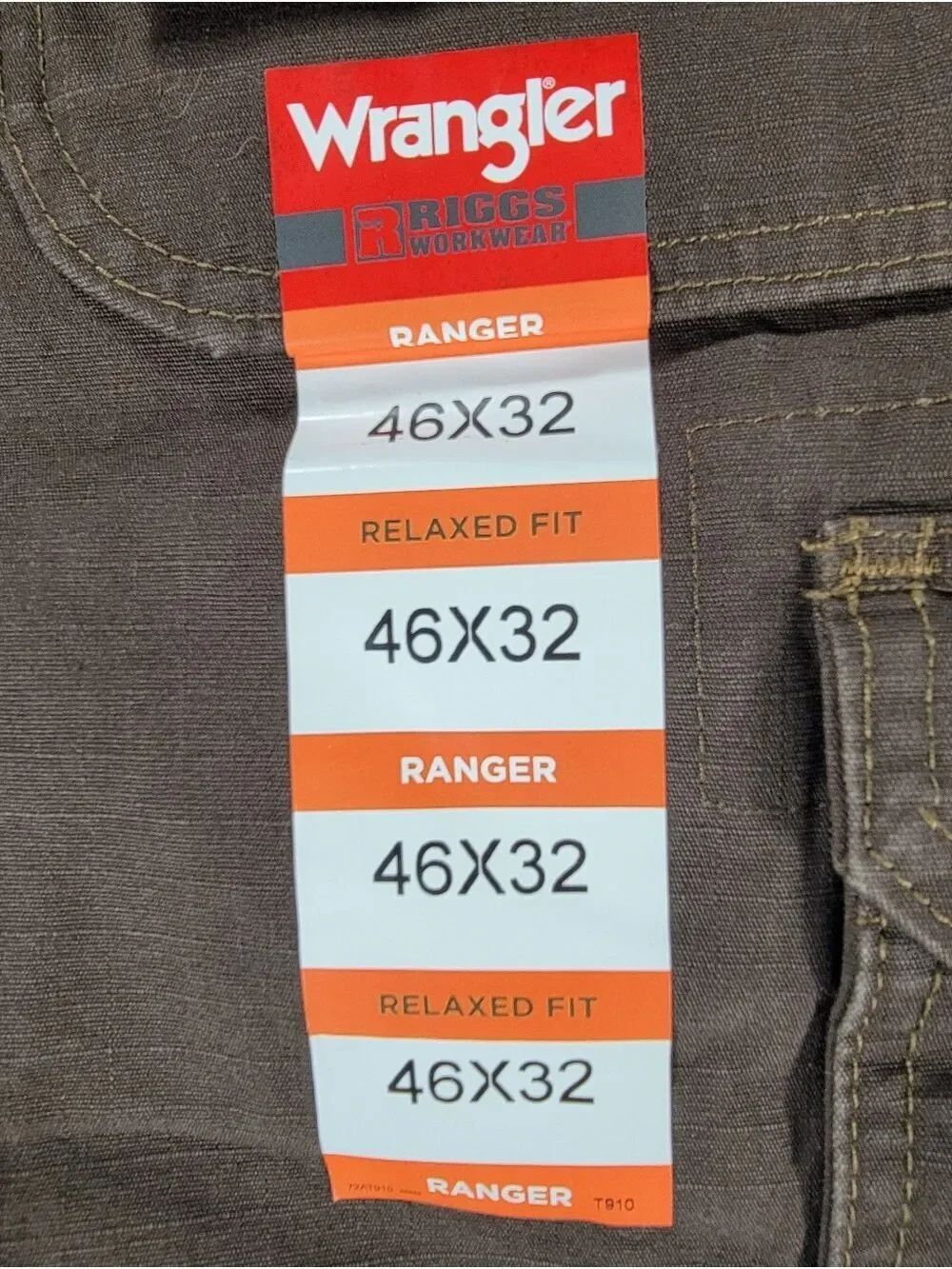 NEW Wrangler Riggs Pants 46x32 Brown Ripstop Ranger Relaxed Fit Workwear NWT